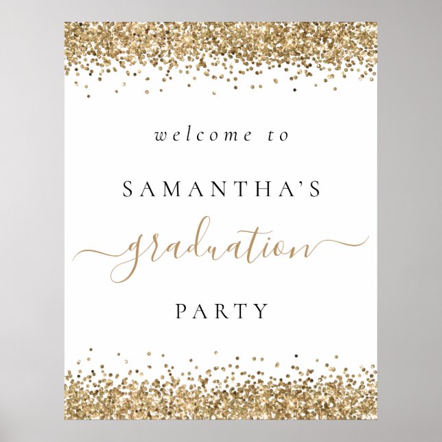 Affiche Parties scintillant Gold tendance Bienvenue Gradua (Devant)