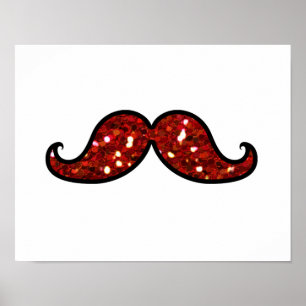 Affiche Parties scintillant IMPRIMÉE FUNNY RED MUSTACHE