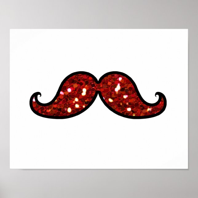 Affiche Parties scintillant IMPRIMÉE FUNNY RED MUSTACHE (Devant)