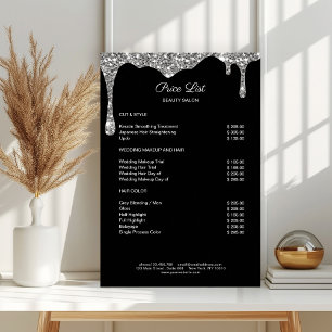 Affiche Parties scintillant moderne en argent noir PreisLi