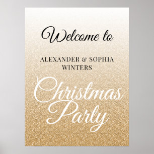Affiche Parties scintillant Or Chic Ombre Noël Accueil