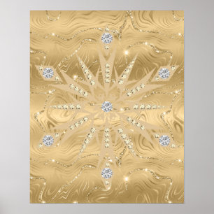 Affiche Parties scintillant Or de luxe Snowflake Diamond