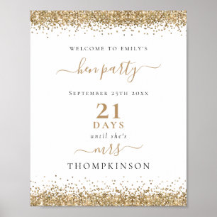 Affiche Parties scintillant Or Jours Jusqu'À Mme Nom Bienv