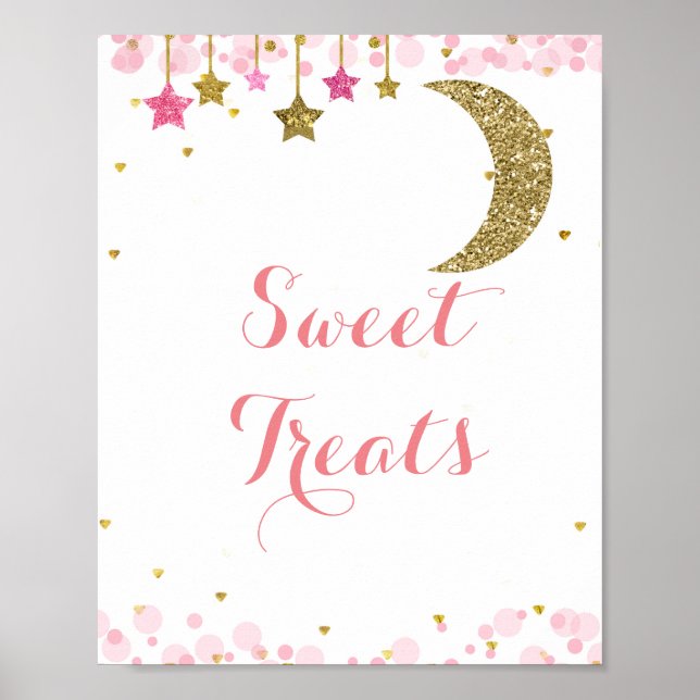 Affiche Parties scintillant or rose aquarelle Sweet Traite (Devant)