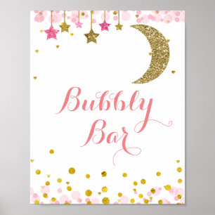 Affiche Parties scintillant or rose lune aquarelle Bubbly 