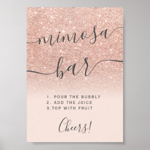 Affiche parties scintillant or rose ombre blush mimosa bar