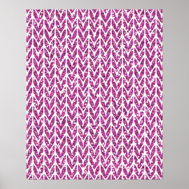 Affiche Parties scintillant rose Chevrons Knit Motif Impri (Devant)