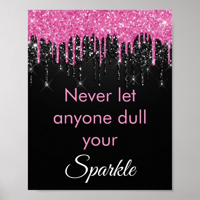 Affiche Parties scintillant rose chic Motivation (Devant)