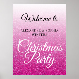 Affiche Parties scintillant rose chic Ombre Noël Accueil