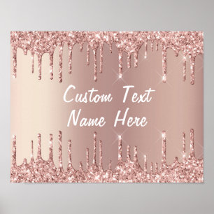 Affiche Parties scintillant rose Gold Blush Drivers Nom du