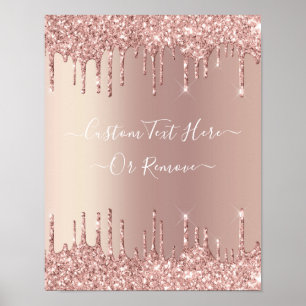 Affiche Parties scintillant rose Gold Blush Éclats Texte p