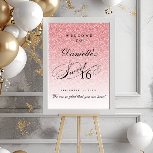 Affiche Parties scintillant rose pâle Douce 16 Accueil per