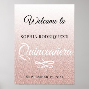 Affiche Parties scintillant rose Quinceañera 15e anniversa