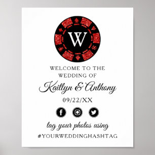 Affiche Parties scintillant rouge Monogram Poker Chip Casi