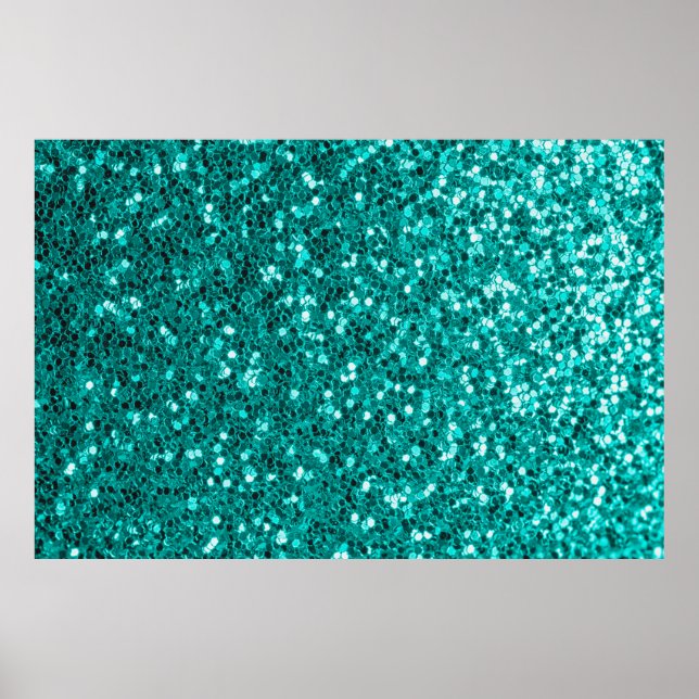 Affiche Parties scintillant texture turquoise brillante (Devant)