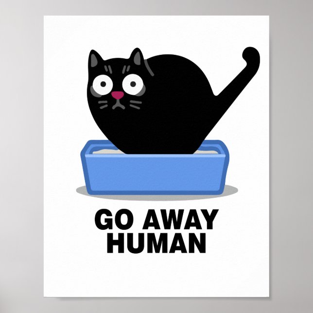 Affiche Partir Humain Drôle Mignonne Chat Noir Déteste Hum (Devant)