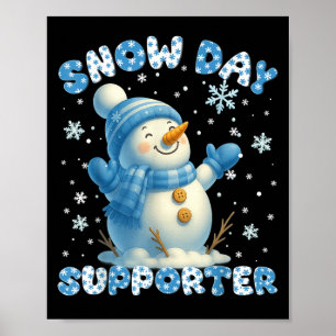 Affiche Partisan de jour de neige Bonhomme de neige flocon