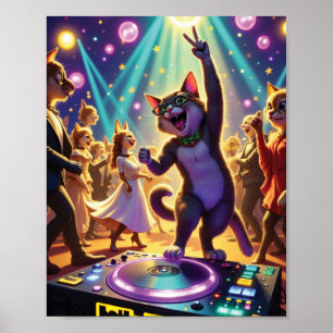Affiche Party Cat DJ Dirigeant l'Ultimate Dance Floor Bash