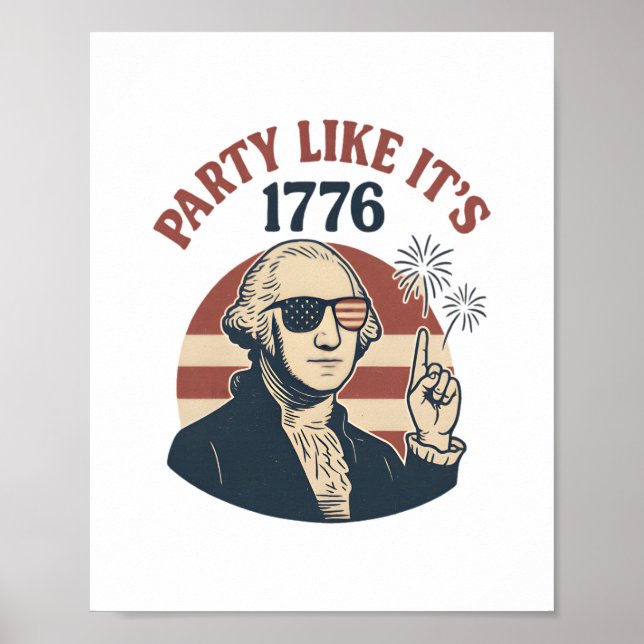 Affiche Party Like It's 1776 - Retro George Washington Des (Devant)