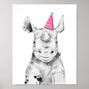 Affiche Party Rhino Wild Safari Animaux Décor d'anniversai