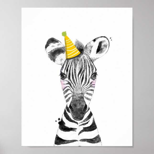 Affiche Party Zebra Wild Safari Animaux Décor d'anniversai (Devant)