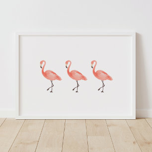 Affiche Parure de chambre tropicale flamant rose