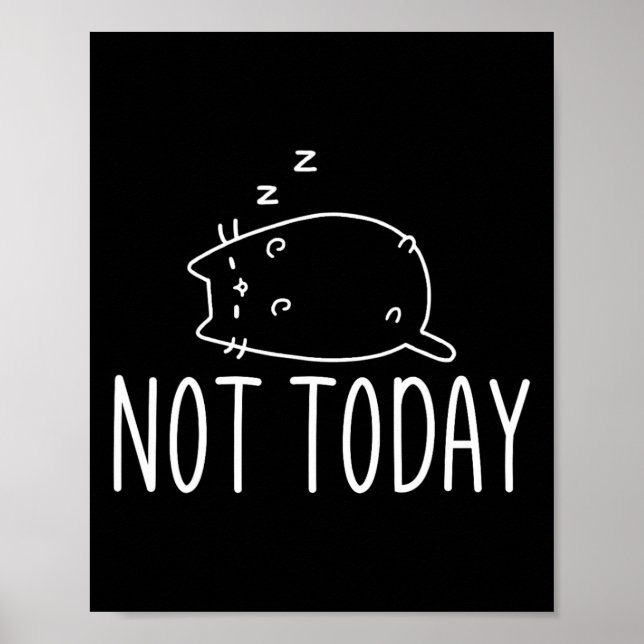 Affiche Pas Aujourd'Hui Crazy Chat S Graphic Mignonne Drôl (Devant)