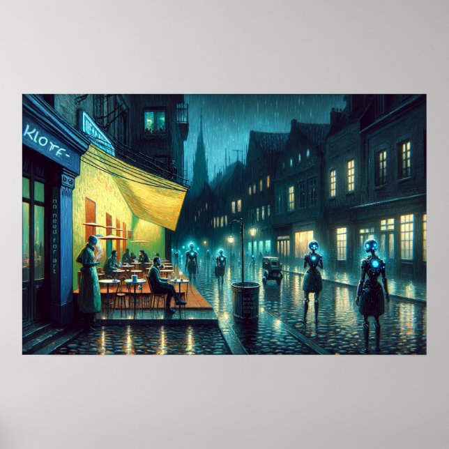 Affiche "Pas besoin d'art" (Café Terrasse Noir) (Devant)