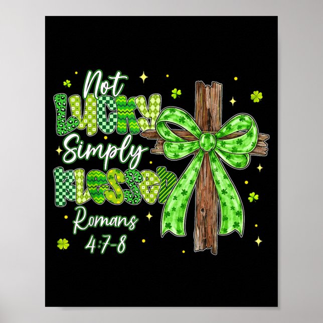 Affiche Pas chanceux bénis trèfles chrétiens st patricks (Devant)