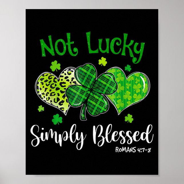 Affiche Pas chanceux simplement béni Shamrock chrétien St (Devant)