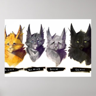 Affiche Pas de chats guerriers mal puissance de trois illu