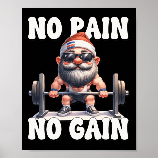 Affiche Pas de douleur, pas de gain, amour de gnome de fit (Devant)