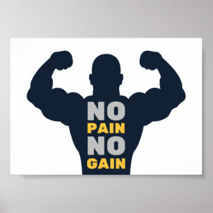 Affiche Pas de douleur Pas de gain Bodybuilder Gym Motivat