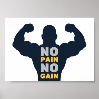 Affiche Pas de douleur Pas de gain Bodybuilder Gym Motivat