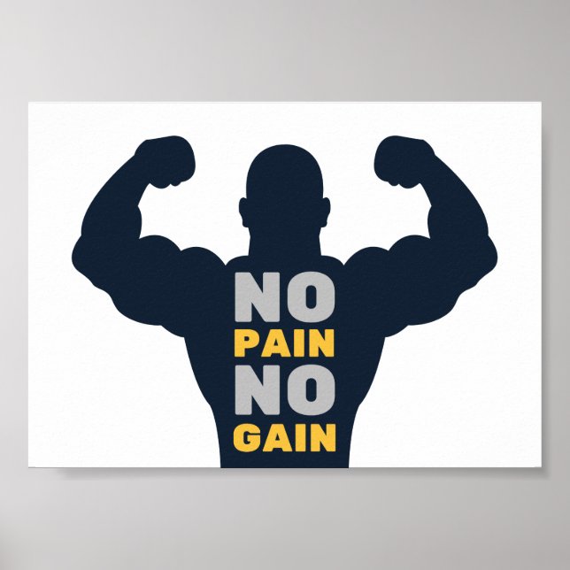 Affiche Pas de douleur Pas de gain Bodybuilder Gym Motivat (Devant)
