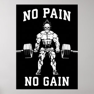 Affiche Pas de douleur, pas de gain - Gym entraînement Mot