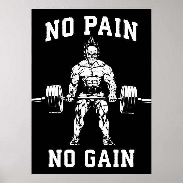 Affiche Pas de douleur, pas de gain - Gym entraînement Mot (Devant)