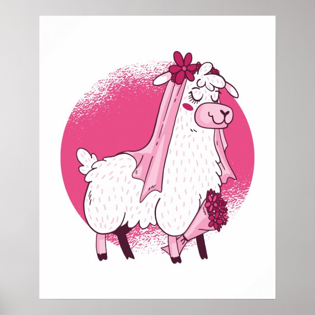 Affiche Pas de drame LLama MARIÉE Drôle de Mariage Cadeau  (Devant)