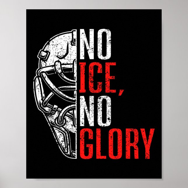 Affiche Pas de glace, pas de gloire Funny Ice Hockey  (Devant)