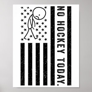 Affiche Pas de hockey aujourd'hui, drôle de drapeau améric