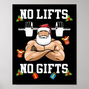 Affiche Pas de levées, pas de cadeaux - Noël de culturisme