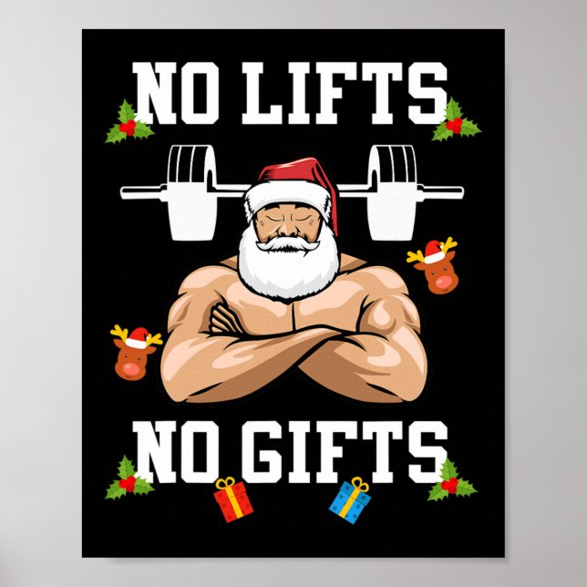 Affiche Pas de levées, pas de cadeaux - Noël de culturisme (Devant)