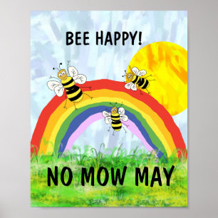 Affiche Pas de mow Mai Sauver les abeilles jardin pelouse