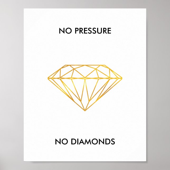 Affiche Pas de pression Pas de diamant Faux Gold Foil Devi (Devant)