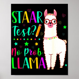 Affiche Pas de Prob Llama Funny Enseignant Test d'examen J