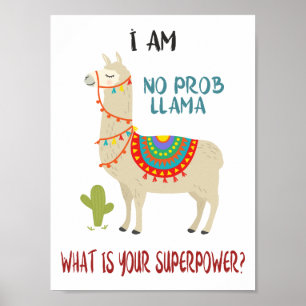 Affiche Pas de problème Llama No Prob Llama Superpower Fun