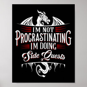Affiche Pas de Quêtes Secondaires Procrastinant Drôle Rpg