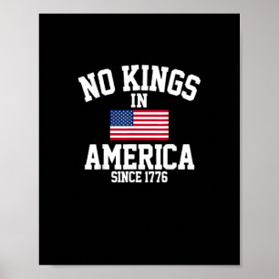 Affiche Pas de rois en Amérique Drapeau USA Rétro Style Co