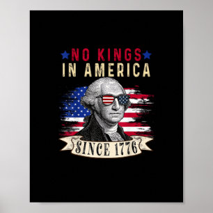 Affiche Pas de rois en Amérique Drapeau USA Rétro Style Co