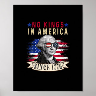 Affiche Pas de rois en Amérique Drapeau USA Rétro Style Co